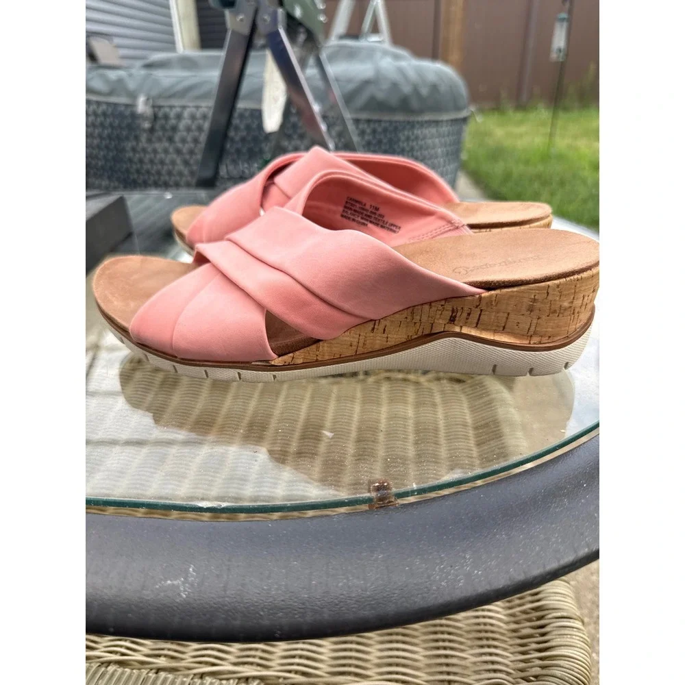 Baretraps Carmiela Pink Crisscross Wedge Slide Sandals Womens 11